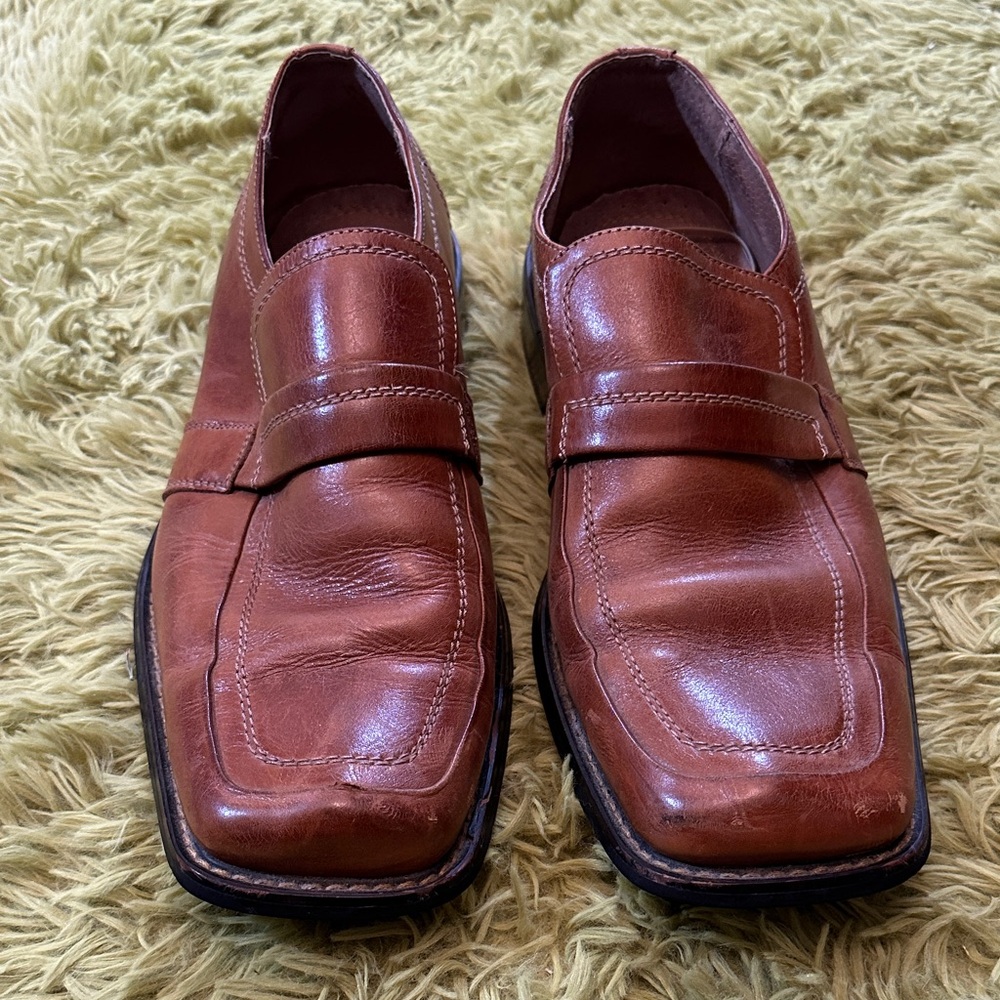 Brown Leather Slip-On Loafers Men’s Classic Dress Casual Shoes Size 11